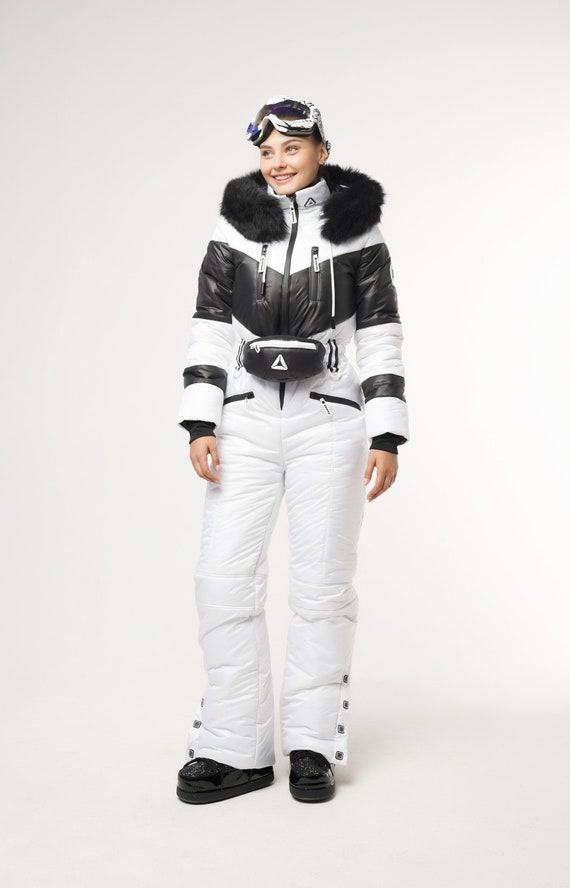 White and Black Women's Ski Suit Ski Suit Womens Ski - Etsy