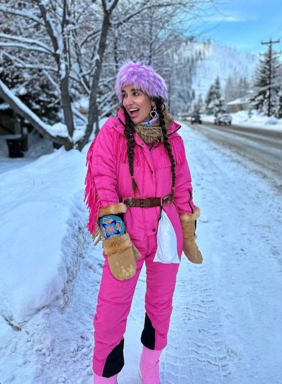 Pink Ski Suit for Women Fringed One Piece Snowsuit Women s for