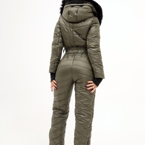 Women Ski Jumpsuit Olive Dark Green Ski One Piece Suit Ski Outfit Warm ...