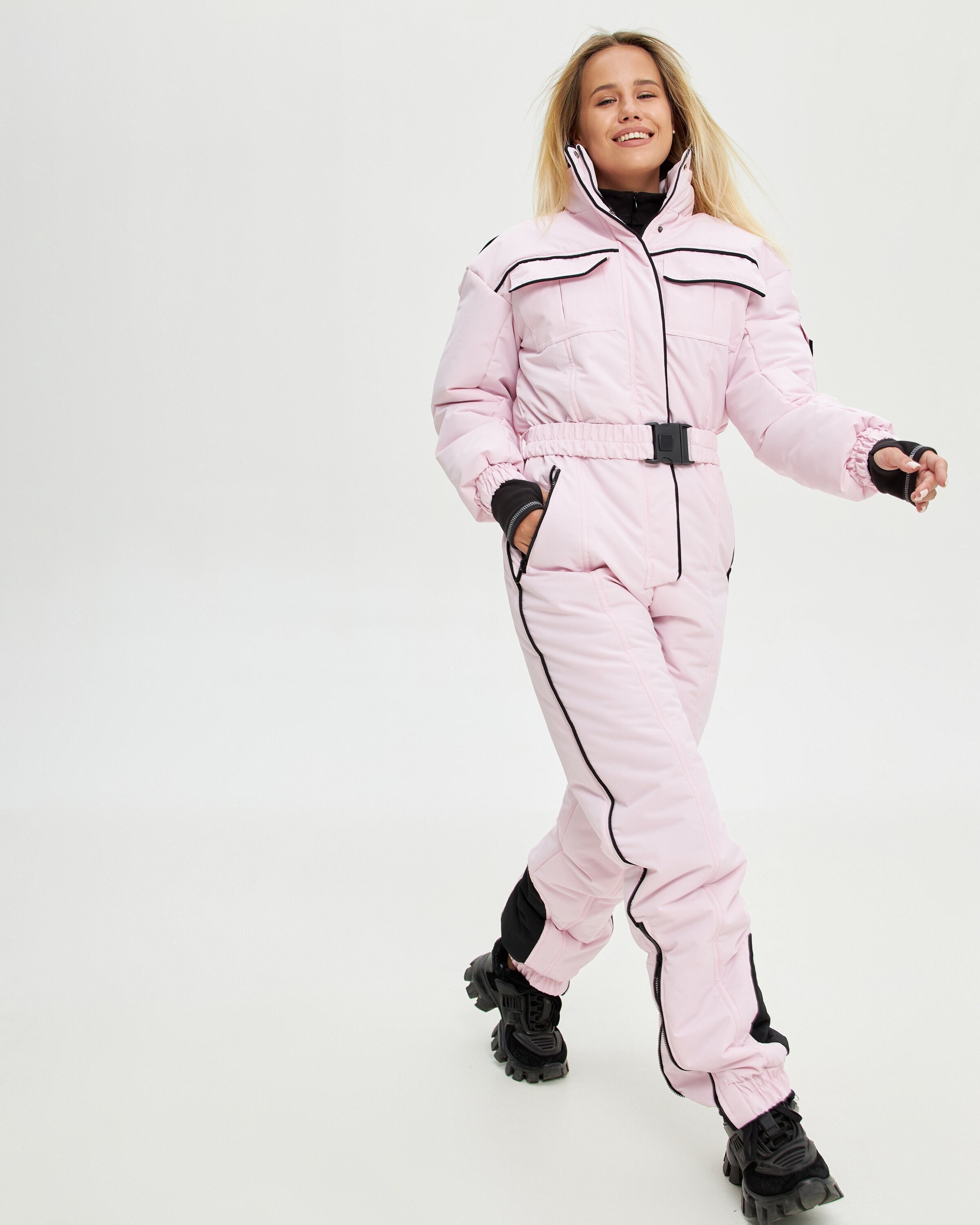 Pink all in one ski suit hotsell