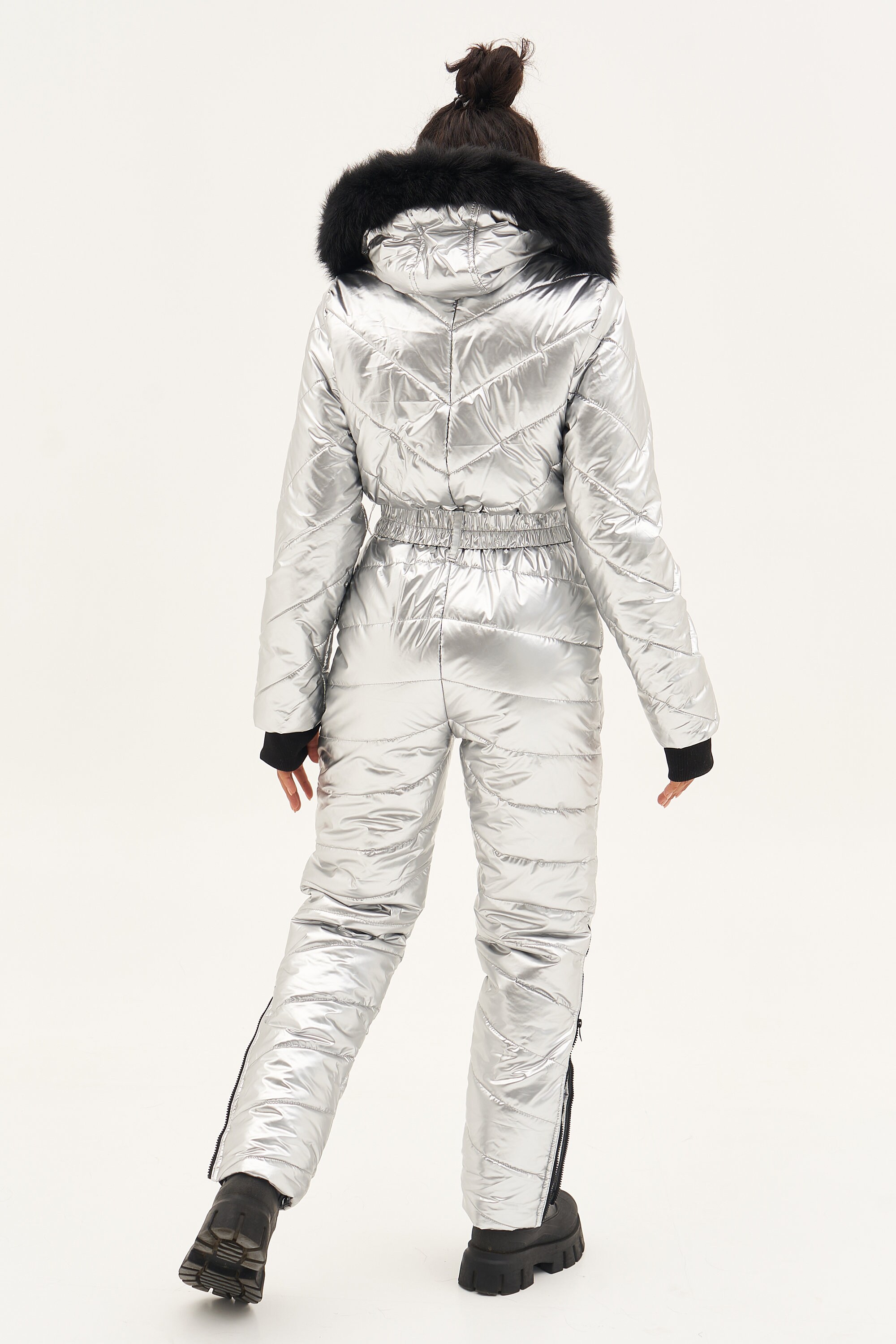 Women Ski Jumpsuit Metallic Silver Ski Overall Silver Ski Etsy Australia