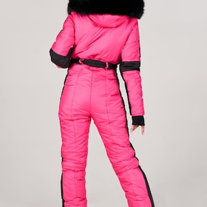 Ski Suit Bright Pink With Black Skisuit Ski Outfit Winter - Etsy