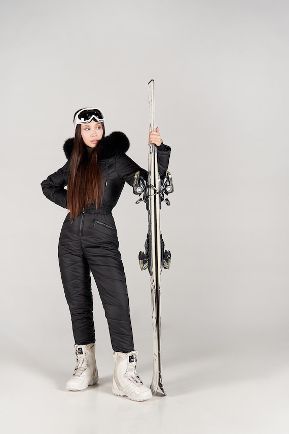 Women Ski Jumpsuit White With Black Ski Jumpsuit for Winter