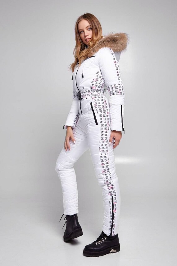 Femme Combinaison de ski blanche avec inserts imprimés Veste Etsy