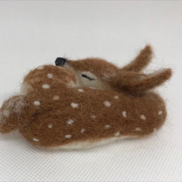 Needle Felted Wild Sleeping Fawn Decoration