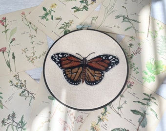 Needle Felted Monarch Butterfly Wool Painting