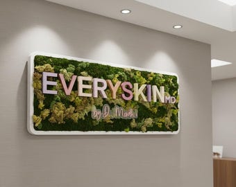 Moss Sign, Wall Moss Office Sign, Custom Moss Letters, Custom Logo, Office Wall Decor, Business Reception biophilia shop, 3D Letter Moss