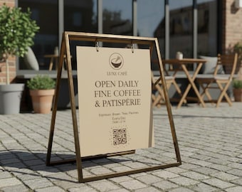 Custom Sidewalk Sign, Double Sided A-Frame Outdoor Sign, Business Storefront Sign, Cafe Menu Board ,Personalized Metal Sandwich Board