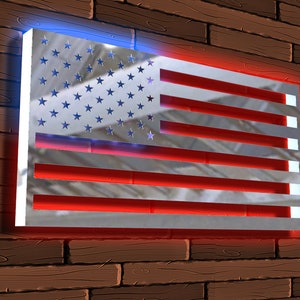 Custom Steel USA Flag Map, Illuminated Eagle USA Metal Flag, United States Metal Art, Steel Usa Flag Sign, Led Light USA Maps Flag