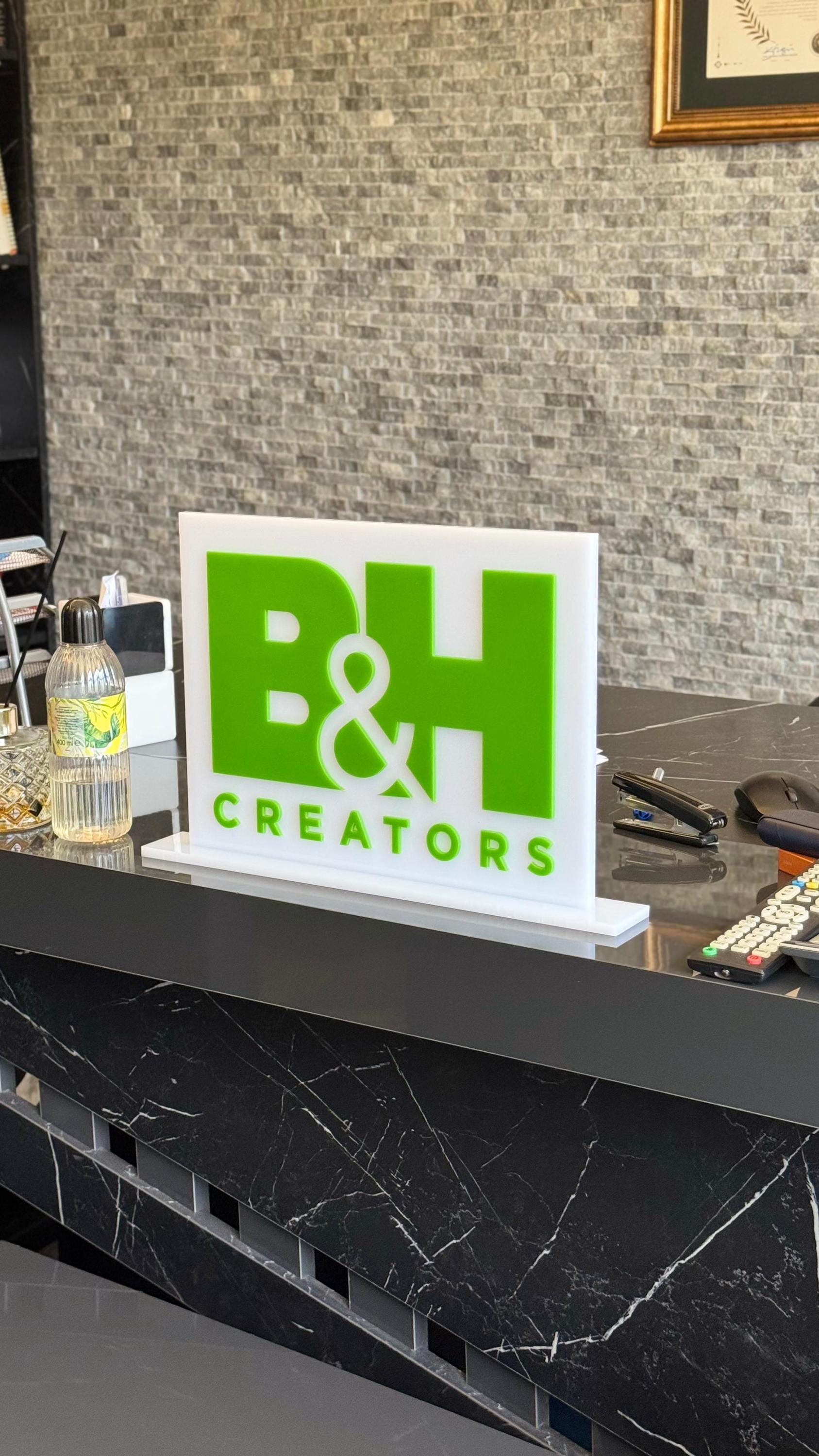 Personalized Acrylic 3D Logo Desk Sign: Custom Business Branding ...