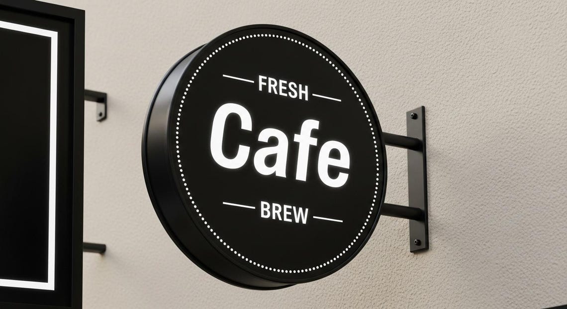 Exterior Illuminated Round Blade Sign, Double Sided Signage, Custom ...