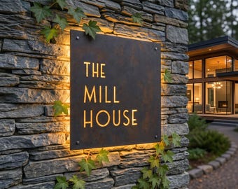 Custom Raw Metal Led Sign, Corten Steel Illuminated Sign, Business Logo, Metal Sign, Business Logo, Lazer Cut Metal Sign, Wall Gift Sign