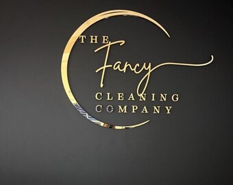 Logotipo personalizado para escritório em 3D, cortado a laser: Acrílico e aço inoxidável.