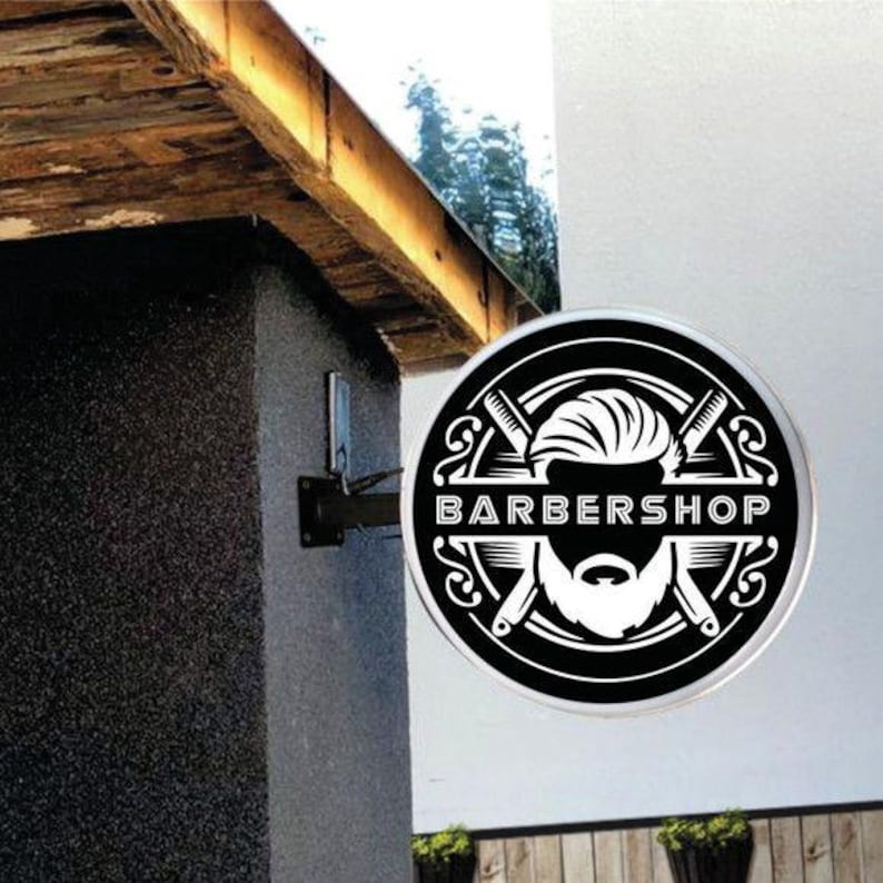 Exterior Illuminated Round Blade Sign, Double Sided Signage, Custom ...