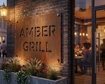 Custom Rusty Metal Sign, Corten Steel Sign, Custom Business Logo, Raw Metal Sign, Business Logo Sign, Lazer Cut Metal Sign, Wall Gift Sign
