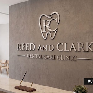 Letrero con logotipo cortado con láser, letrero para salón de belleza, letrero comercial 3D, rótulo comercial, corte láser personalizado, logotipo con diseño 3D en relieve, letrero para dentista imagen 5