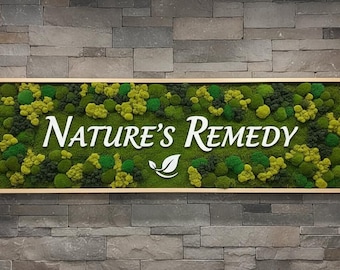 Custom Moss Logo Sign: LED Office Decor, Maintenance Free