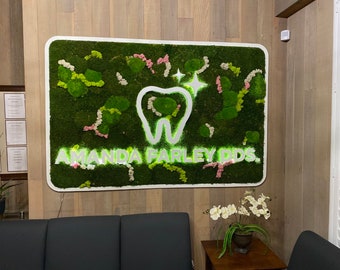 Real Moss Logo Sign: Backlit LED, Custom Office Decor
