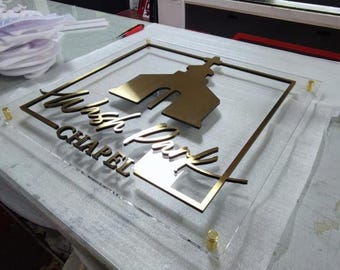 Custom Laser Cut Business Logo Sign: 3D Tiered Reception Decor