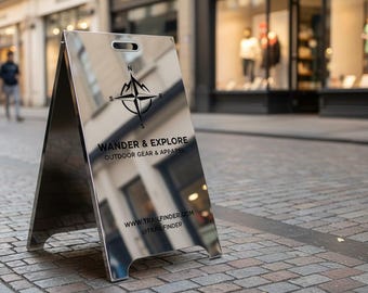 Modern Custom Sign, Sandwich Board Sign for Business, Metal A Frame Sign, Pavement Sign, Custom Business Sign, A Frame Easy Set Up Shop Sign
