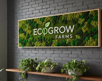 Moss Sign, Wall Office Sign, Custom Moss Letter, Biophilia shop, Office Wall Decor, Business Reception Biophilic design, 3D Letter logo Sign