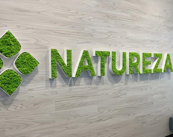 Custom Moss Logo Sign, Real Moss Logo Sign, Business Moss Sign, Personalized Moss Logo Sign, Office Wall Decor Moss Sign, Reception Sign