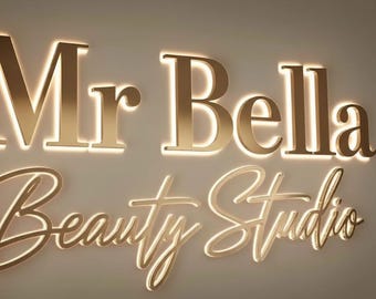 Backlit Logo Sign, Beauty Salon Sign, 3D Business Sign, Illuminated Letter Sign, Custom Laser Cut, Logo With Raised 3D Design, Dentist Sign