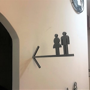 Letrero de baño, letrero de WC de doble cara, letrero para cuarto de bebé, letreros para silla de ruedas para hombre y mujer, letrero de baño, logotipo de baño moderno, letreros para inodoro