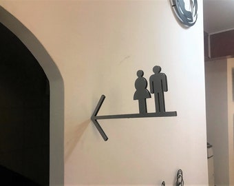 Letrero de baño, letrero de WC de doble cara, letrero de sala de cuidado de bebés, letreros de silla de ruedas de hombre y mujer, letrero de baño, logotipo de baño moderno, letreros de inodoro