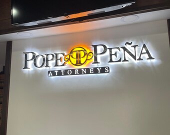 Custom LED Logo Sign: Illuminated 3D Laser Cut Office Sign