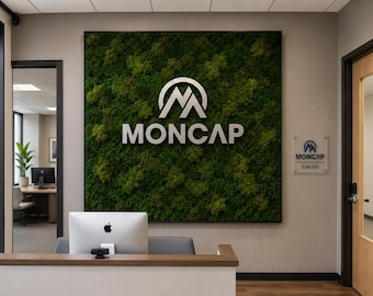 Business Moss Sign, Personalized Moss Logo Sign, Real Moss Logo Sign, Custom Moss Logo Sign, Office Wall Decor Moss Sign, Biophilia shop