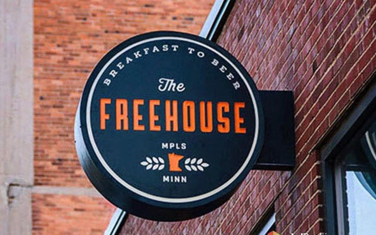 Double Sided LED Blade Sign: Outdoor Lighted Logo, Wall Mounted
