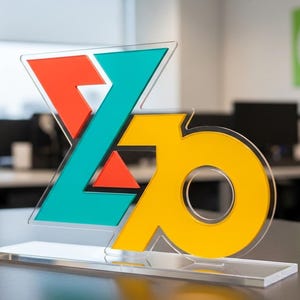 Custom 3D Acrylic Logo Sign: Freestanding Desk Display