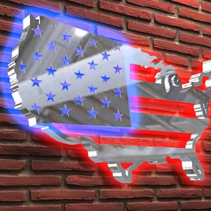 LED-Licht USA Maps Flagge, benutzerdefinierte Stahl USA Flagge Karte, beleuchtete Adler USA Metall Flagge, USA Metallkunst, Stahl USA Flagge Zeichen,