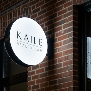 Custom Illuminated Logo Sign: Double Sided Circle Light Box, Circle Light Box Signage, Custom Blade Sign, Illuminated Logo Sign, Wall Sign