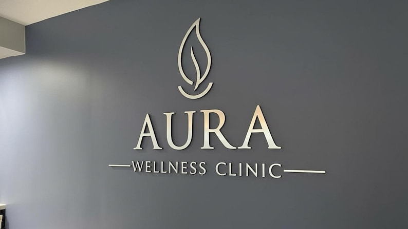 Letrero con logotipo cortado con láser, letrero para salón de belleza, letrero comercial 3D, rótulo comercial, corte láser personalizado, logotipo con diseño 3D en relieve, letrero para dentista imagen 2