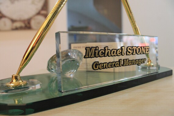 Personalized Crystal Desk Name Plate Desk Name Plate For Her Etsy