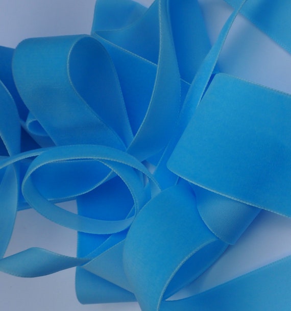 Saxe Blue Velvet Ribbon In Different Widths Etsy