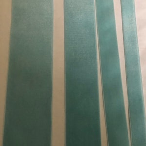 Velvet Ribbon in turquoise/duck egg blue called Hortensia in different widths