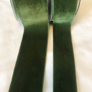 Moss Green Velvet Ribbon in different widths