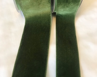 Moss Green Velvet Ribbon in different widths