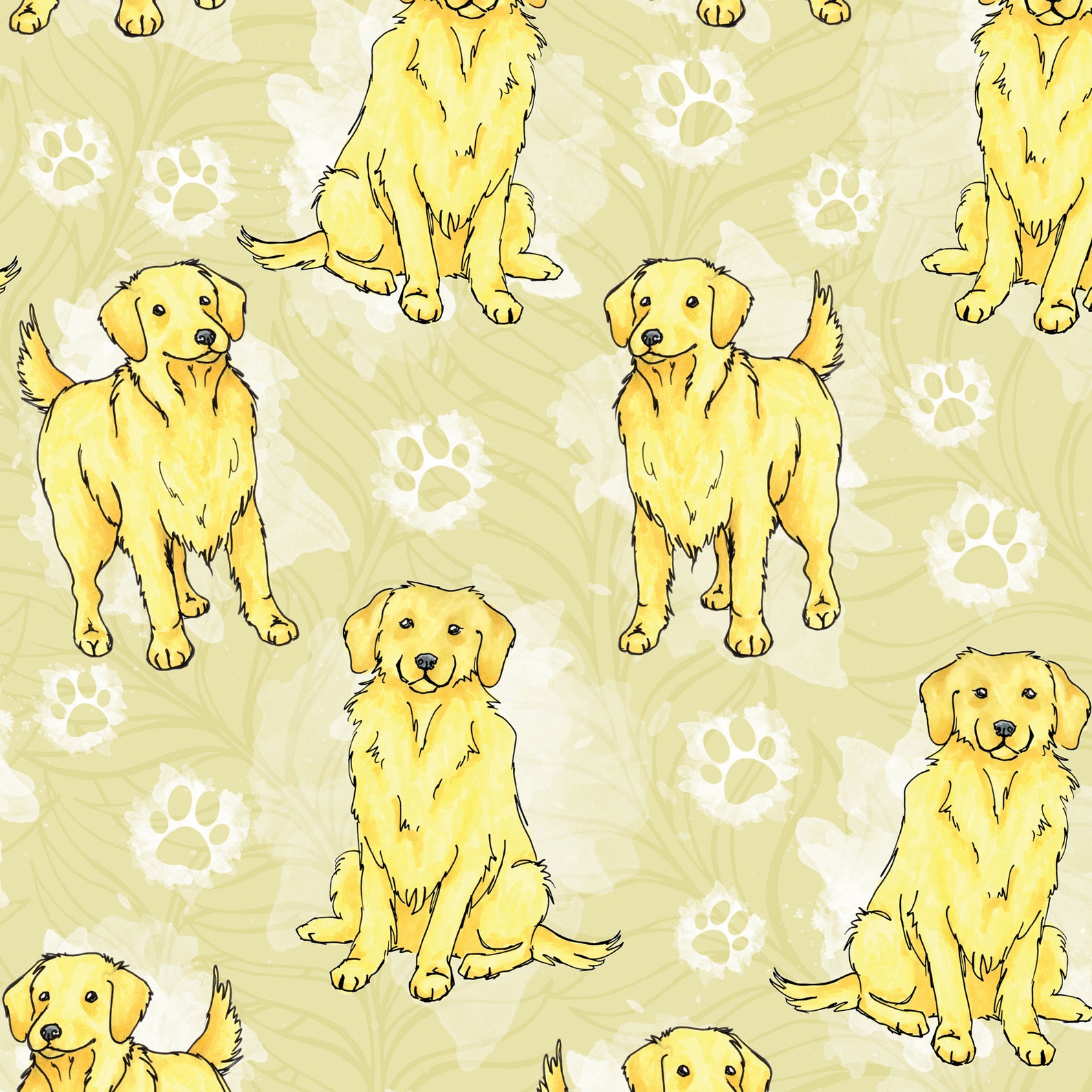 Golden Retriever Wrapping Paper Four sheets of Golden Etsy