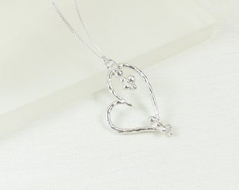 Heart Necklace | Silver Heart Necklace | Sterling Silver Necklace | Heart Pendant | Heart Necklace | Valentines Gift