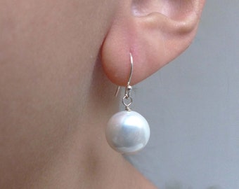 Pearl Drop Earrings | Silver Pearl Drops | White Pearl Earrings | Earrings for Women | Pearl Dangle Earrings | Sterling Silver Earrings