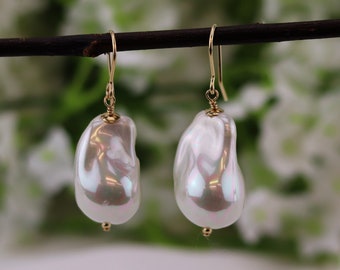 Baroque Shell Pearl Earrings | Kate Middleton Earrings | Pearl Drop Earrings Bridal | Pearl Drop Earrings