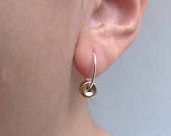 Silver And Gold  Earrings | Sterling Silver Earrings | Silver Hoop Earrings | Simple Earrings | Minimalist Earrings