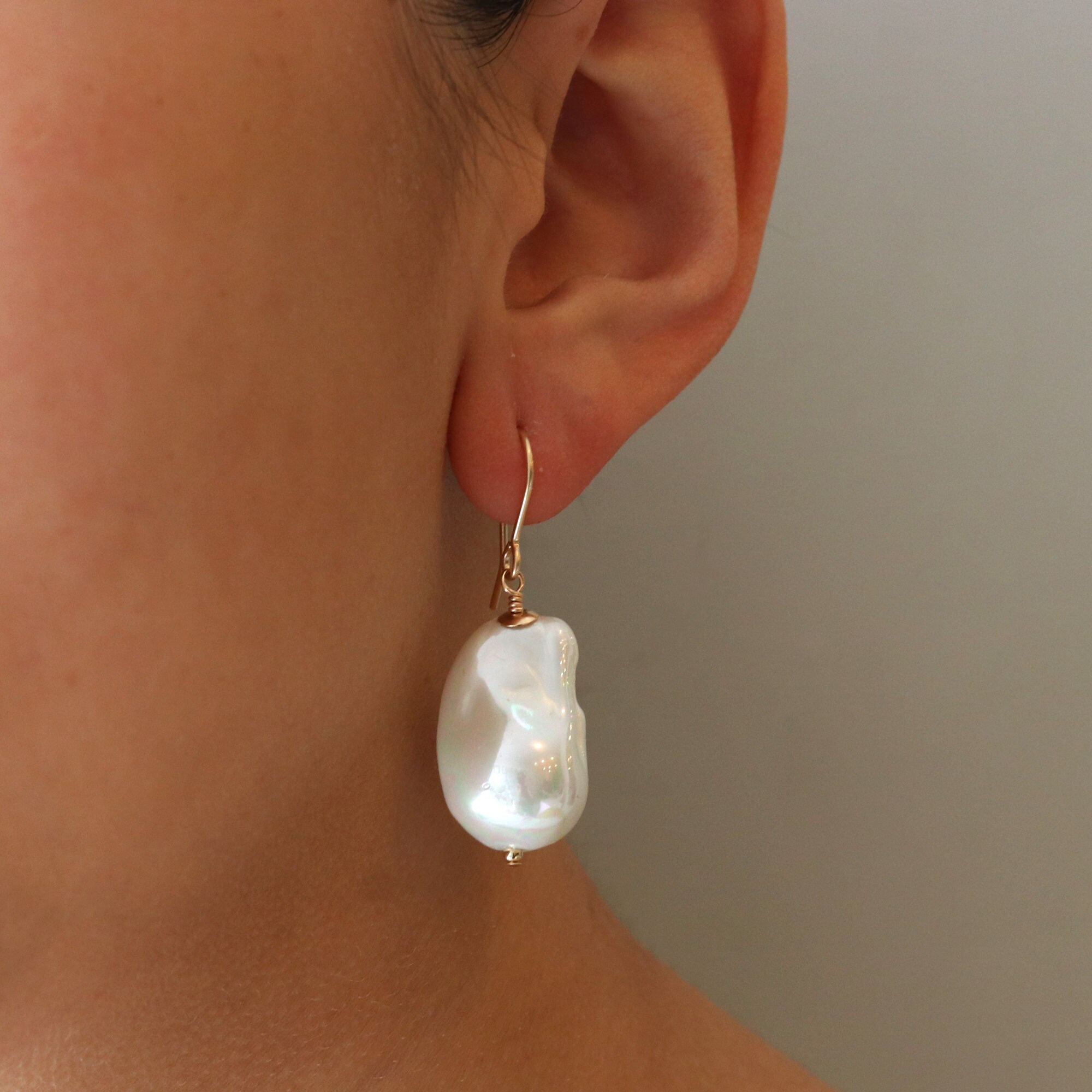 Fleur Baroque Pearl Drop Earrings in Green, Extraordinary Jewels