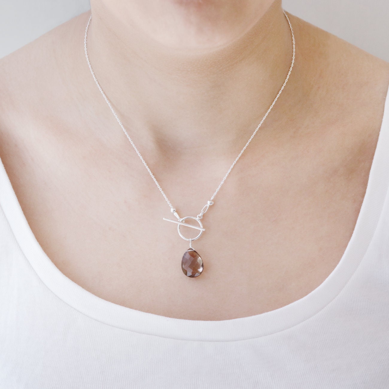 Smoky Quartz Necklace Sterling Silver Quartz Necklace Etsy UK