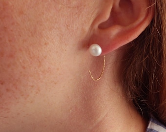 Pearl Studs | Pearl Stud Earrings | Freshwater Pearl Earrings | Pearl Hoop Earrings  | Gold Filled Pearl Earrings