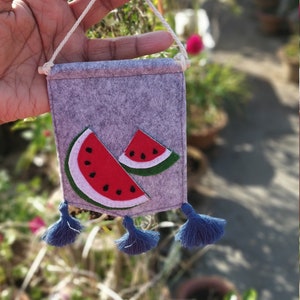 Felt watermelon banner, nursery banner ,mini watermelon felt banner, felt wall hanging, felt flag wall decorations